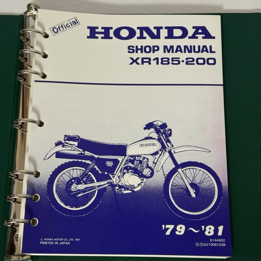 Honda Factory Official Shop Service Manual 79-81 XR185 & XR200 6144602